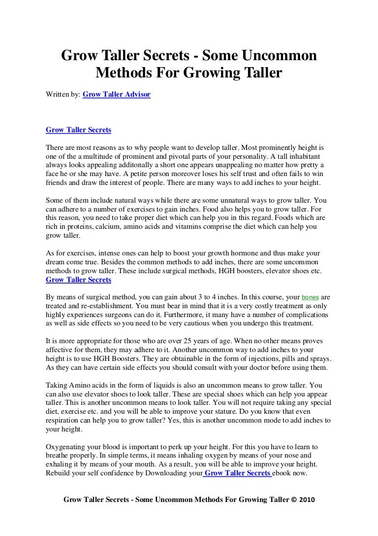 How I Grow Taller Secrets Ebook